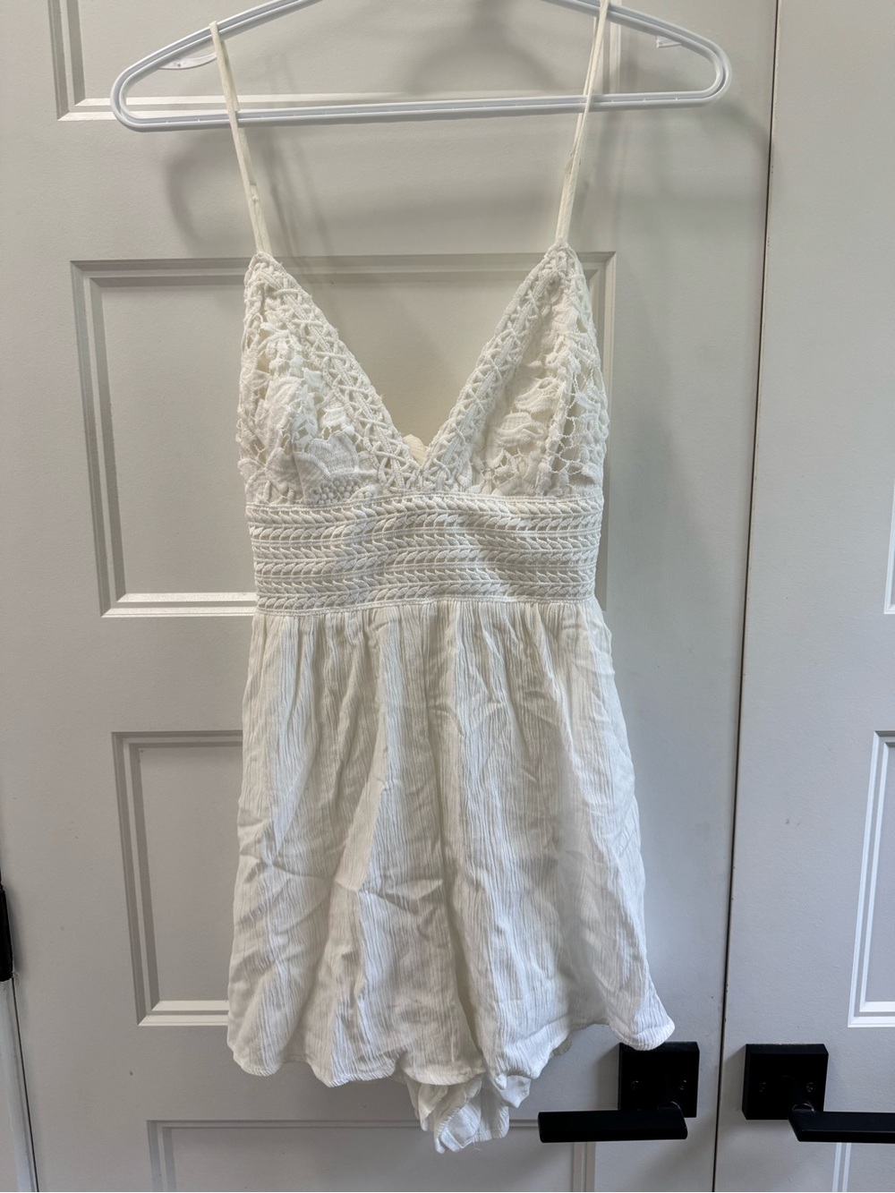 Garage White Crochet Bodice Romper